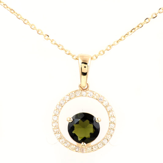 1.01 Carats Multi Tourmaline 14K Gold Pendant