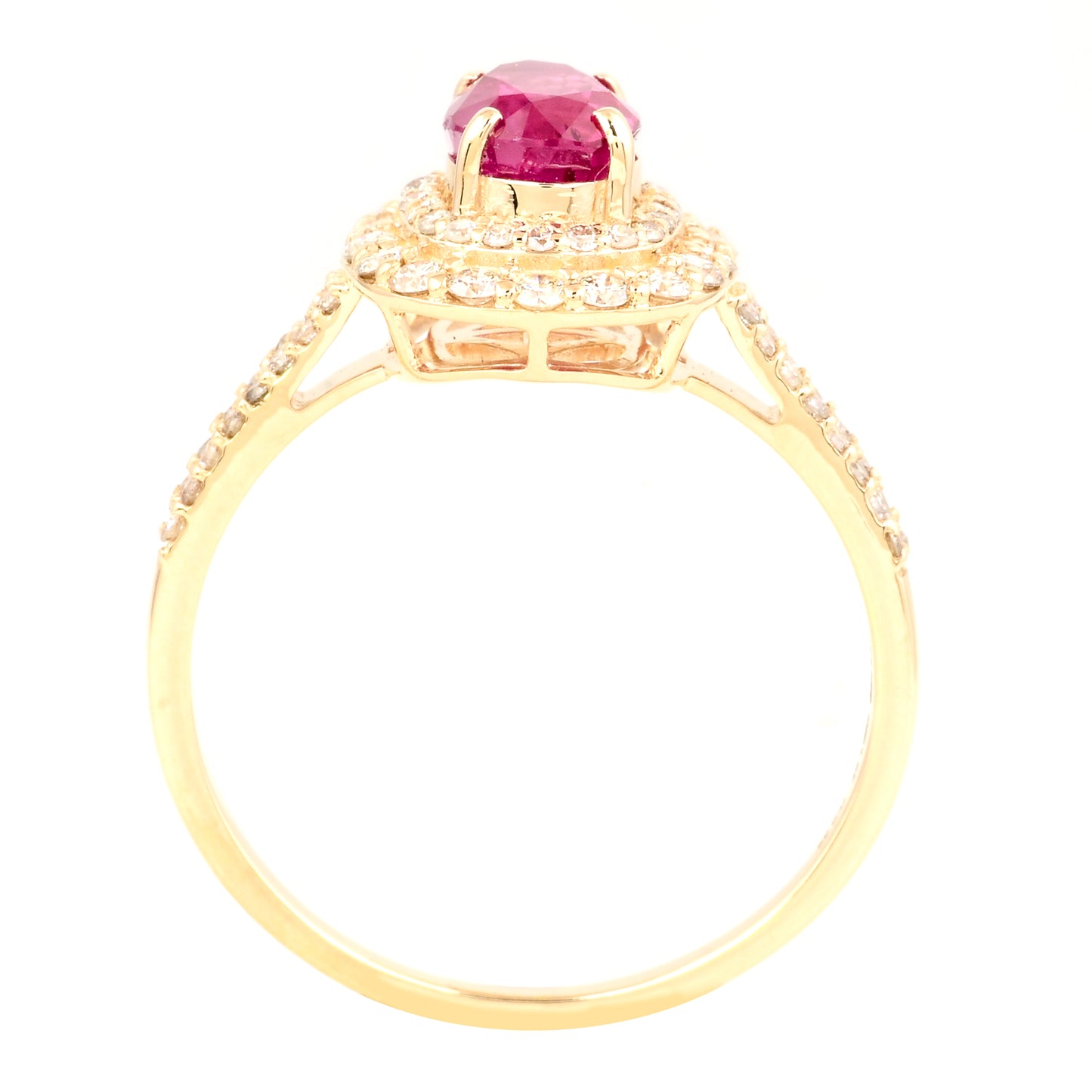 1.27 Carat Natural Ruby & Diamond Halo Ring (IGI Certified) 14K