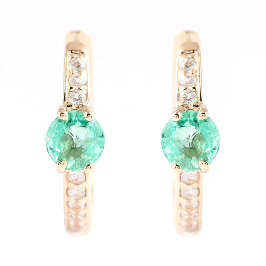 0.74 Carats Emerald 14K Gold Earrings