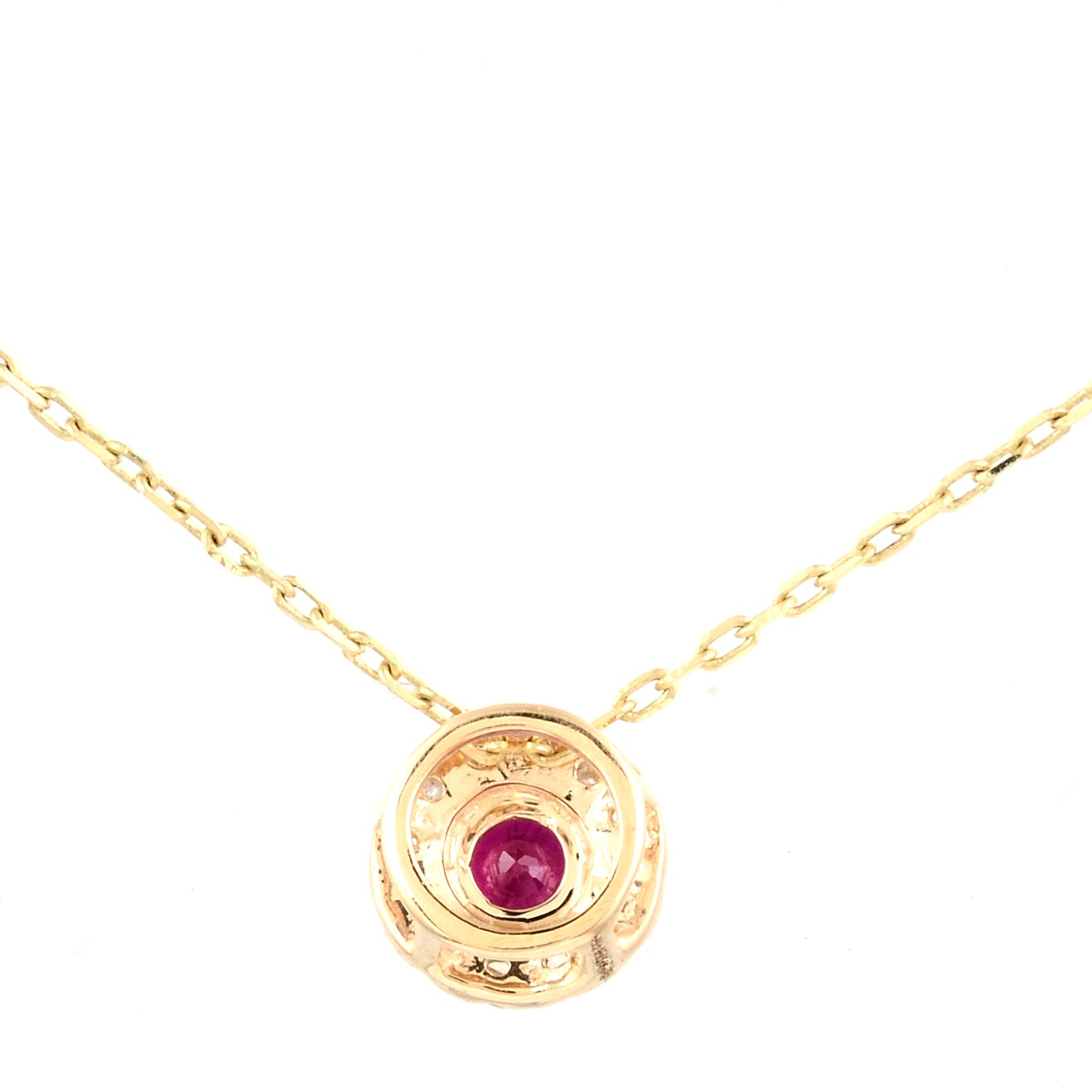 0.19 Carat Round Natural Corundum Ruby 14K Gold Pendant